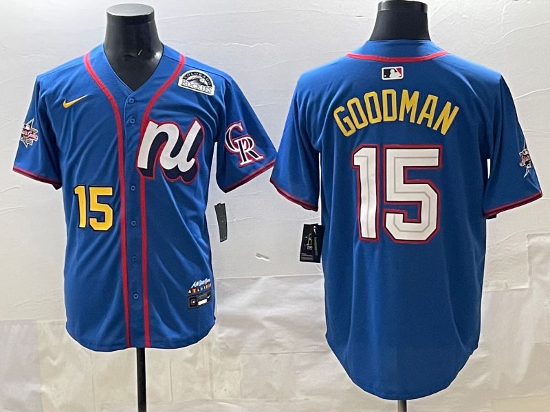Men 2025 Colorado Rockies #15 Goodman Blue All star Nike MLB Jersey style 09->colorado rockies->MLB Jersey
